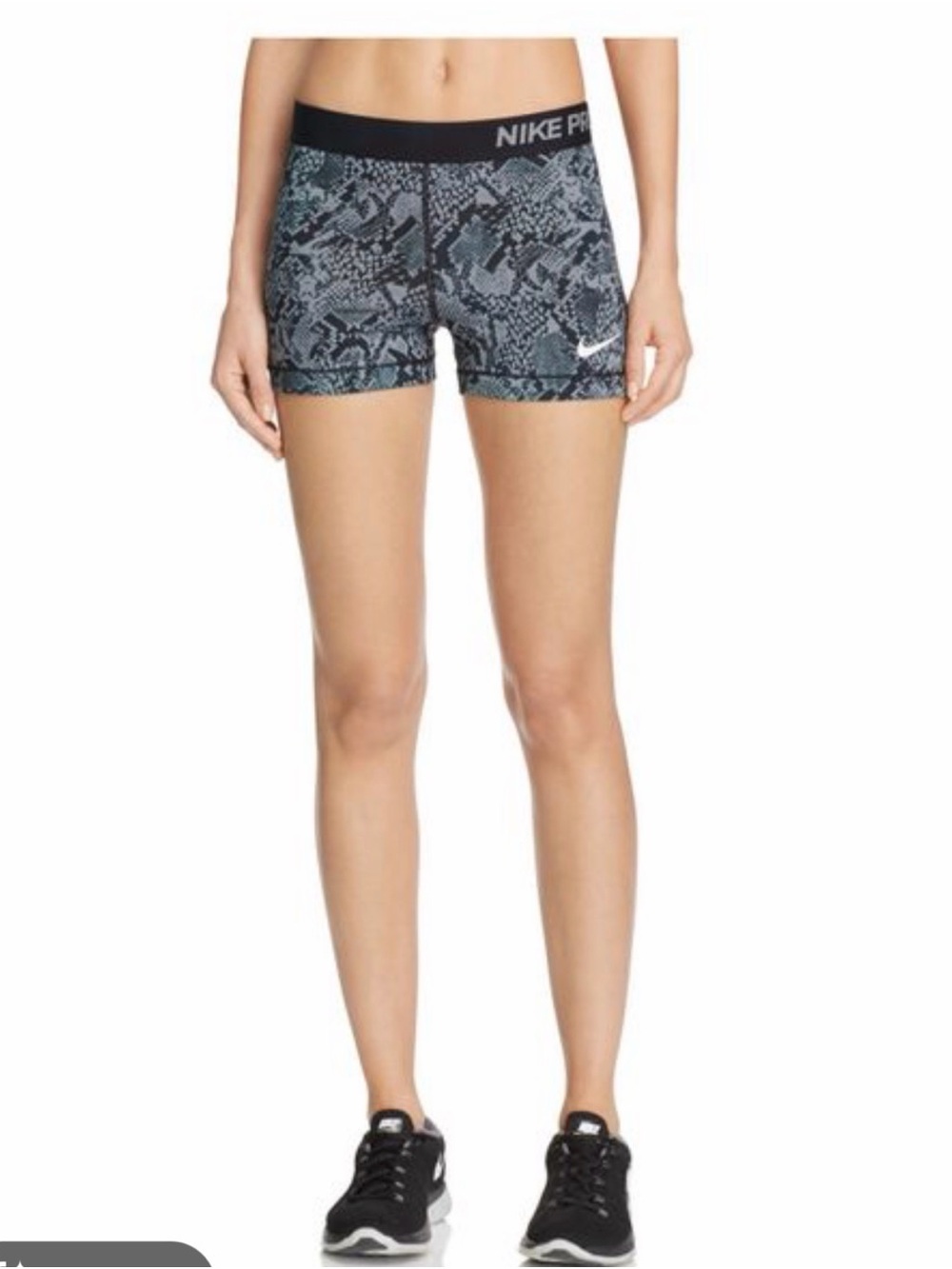 Nike Black & Gray Printed Bike Shorts